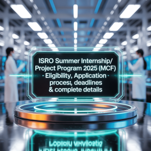 ISRO Summer Internship/ Project Program 2025 (MCF) – Eligibility, Application Process, Deadlines & Complete Details
