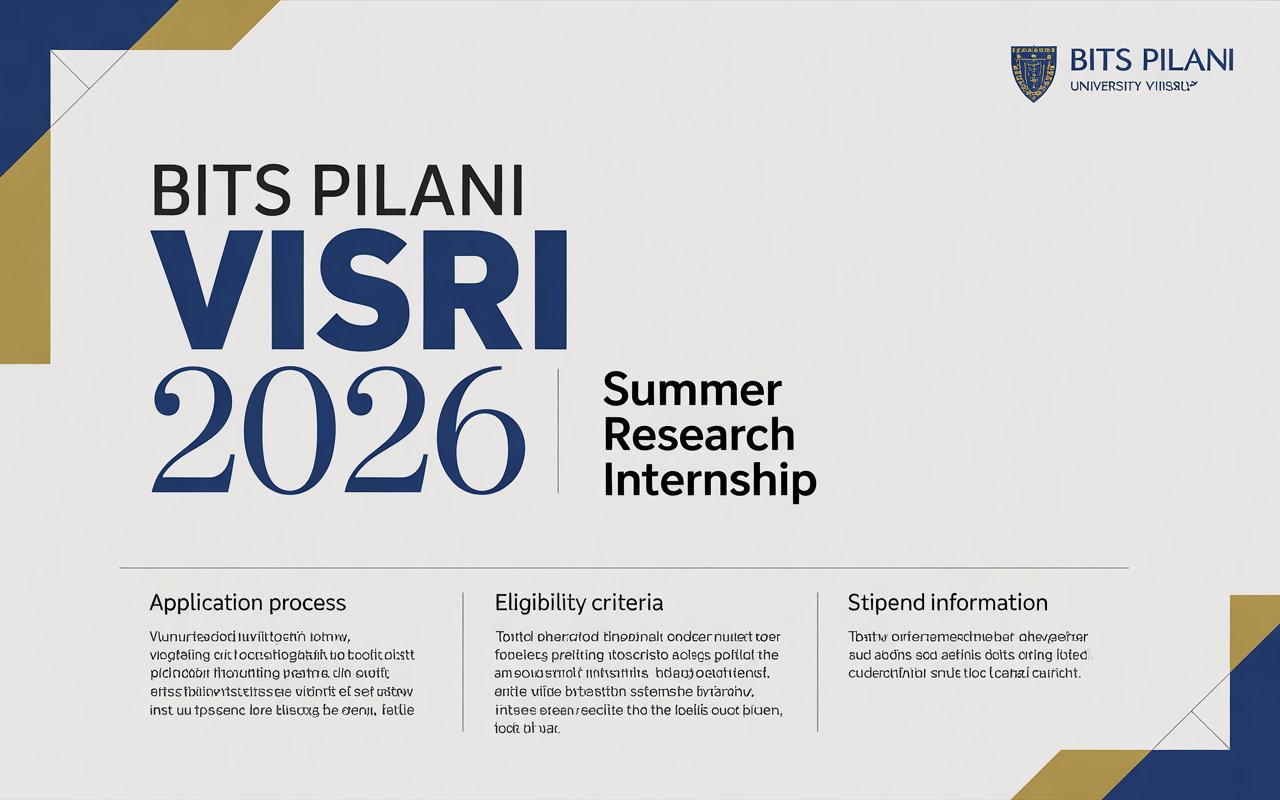 BITS Pilani ViSRI 2026: Summer Research Internship Application, Eligibility & Stipend