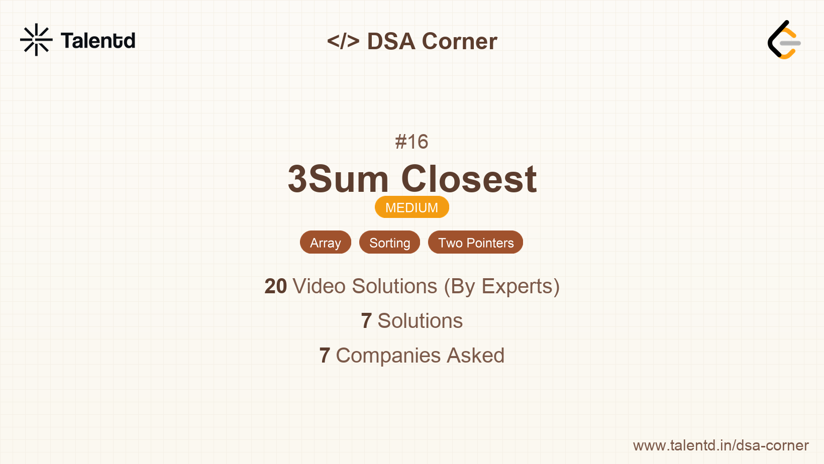 Problem visualization for 3Sum Closest - A Medium level DSA problem