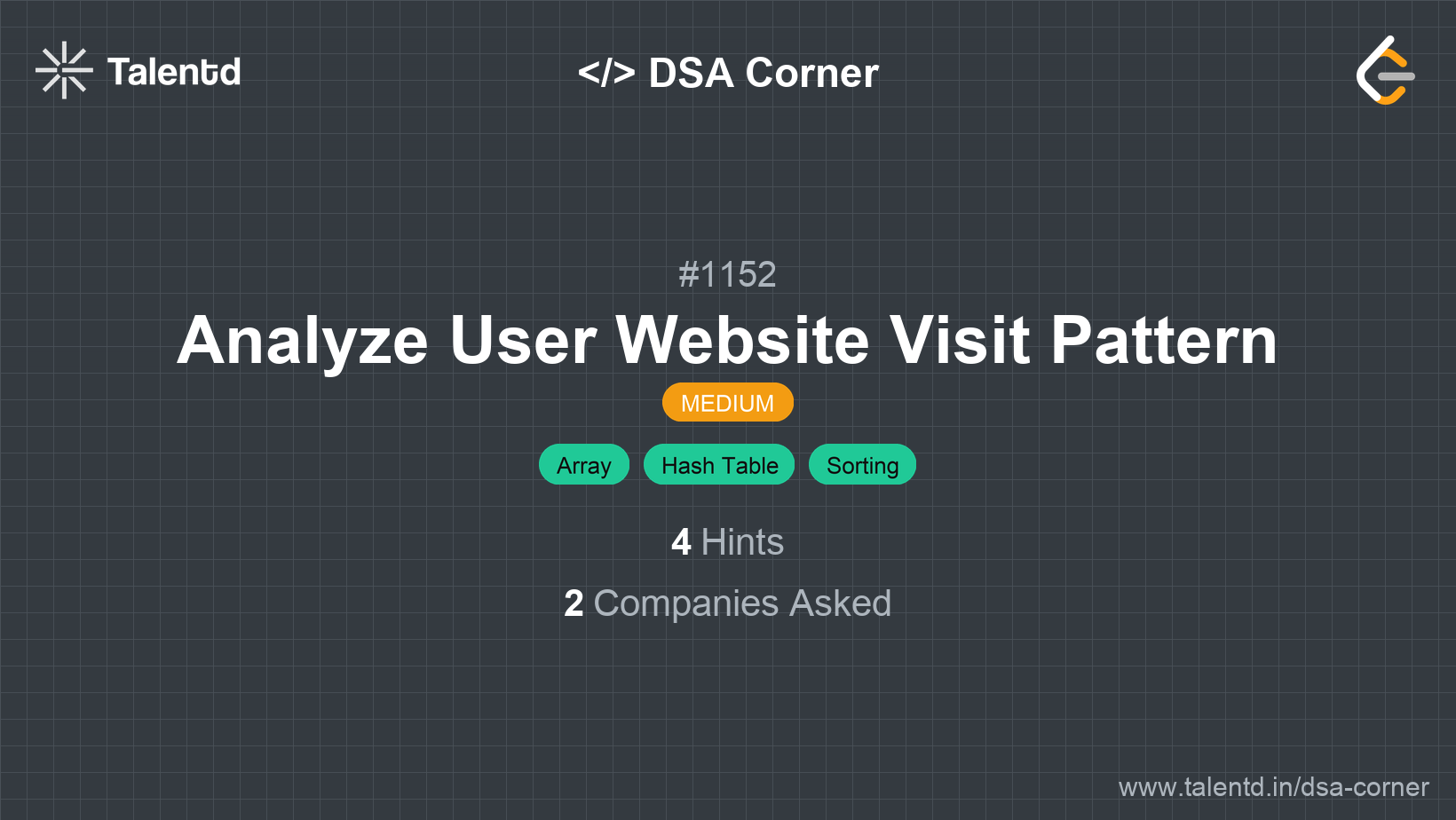 Problem visualization for Analyze User Website Visit Pattern - A Medium level DSA problem