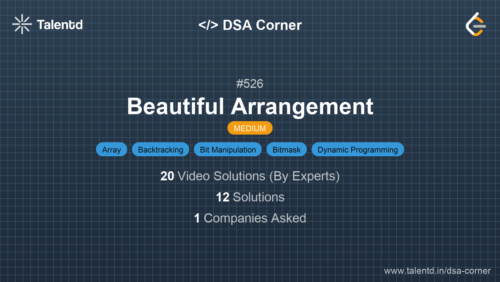 Problem visualization for Beautiful Arrangement - A Medium level DSA problem