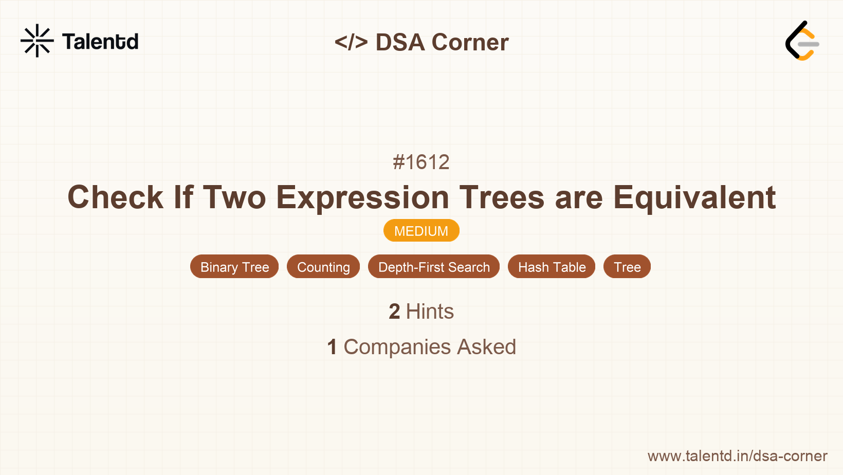 Problem visualization for Check If Two Expression Trees are Equivalent - A Medium level DSA problem