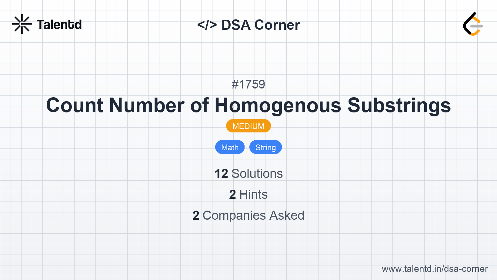 Problem visualization for Count Number of Homogenous Substrings - A Medium level DSA problem