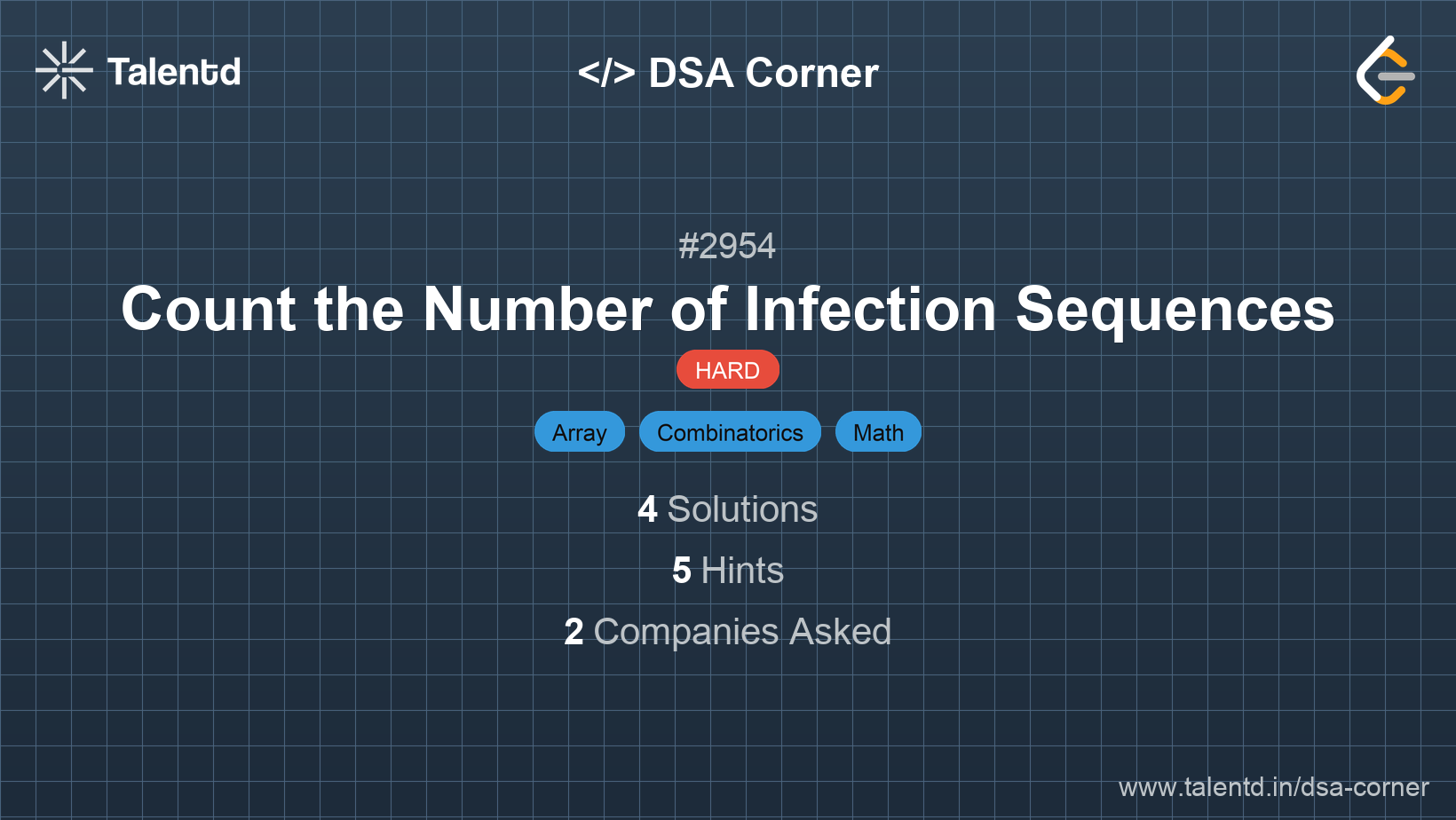 Problem visualization for Count the Number of Infection Sequences - A Hard level DSA problem