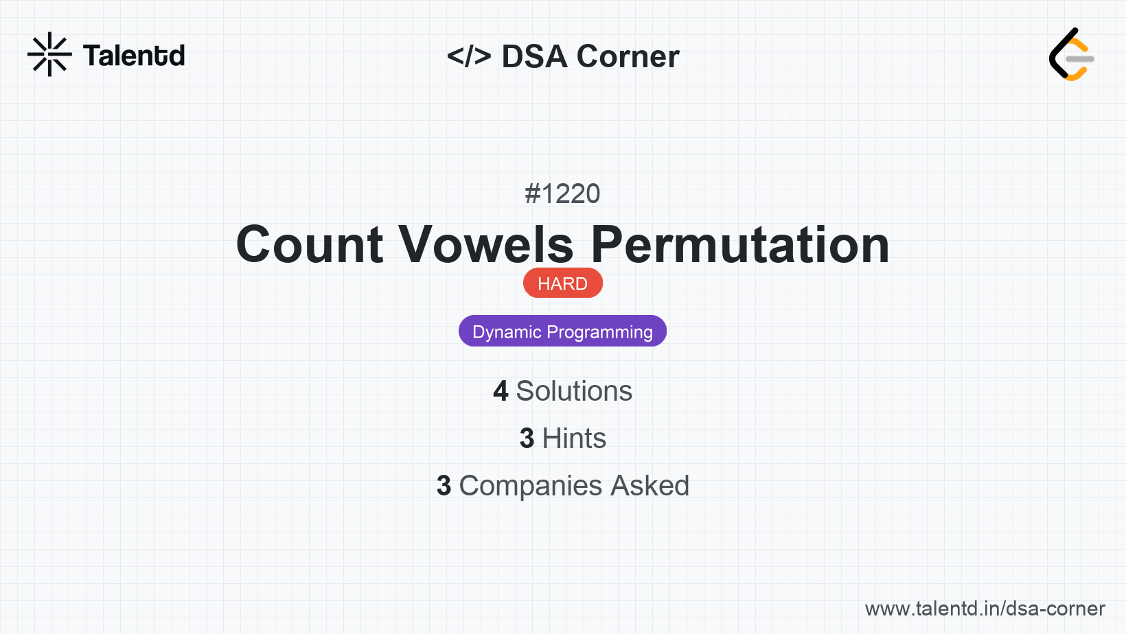 Problem visualization for Count Vowels Permutation - A Hard level DSA problem