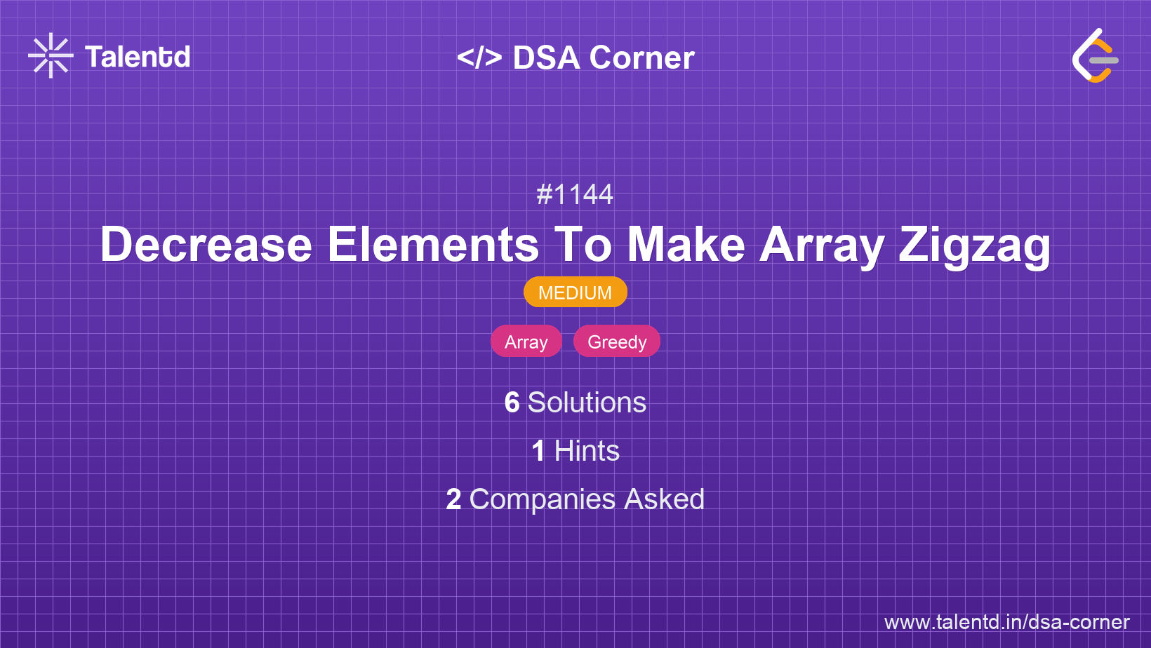 Problem visualization for Decrease Elements To Make Array Zigzag - A Medium level DSA problem