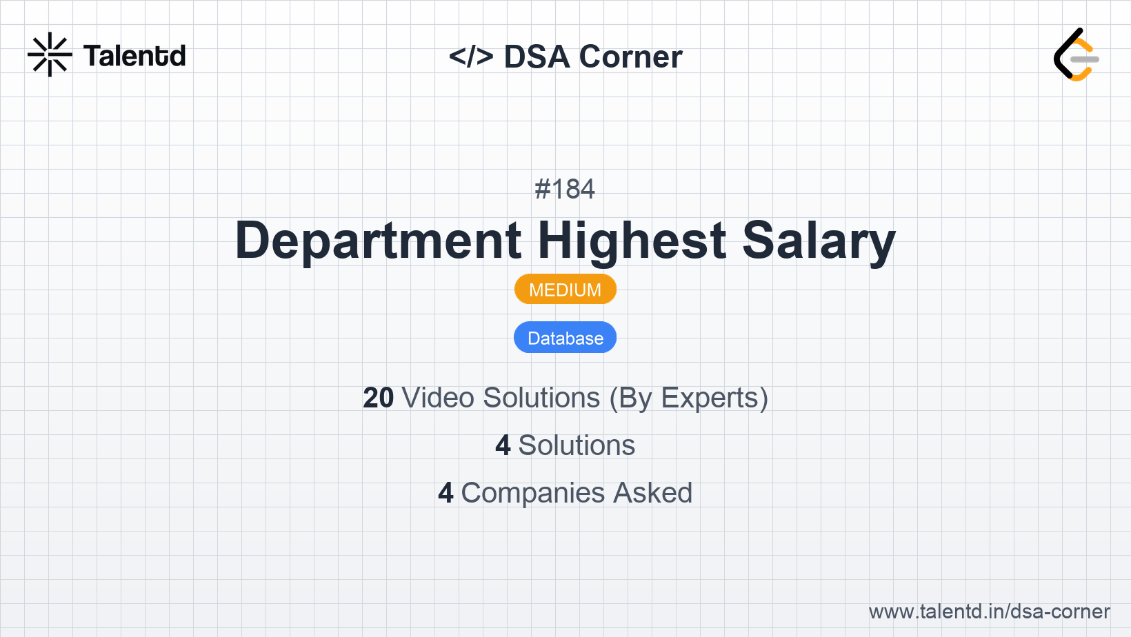 Problem visualization for Department Highest Salary - A Medium level DSA problem