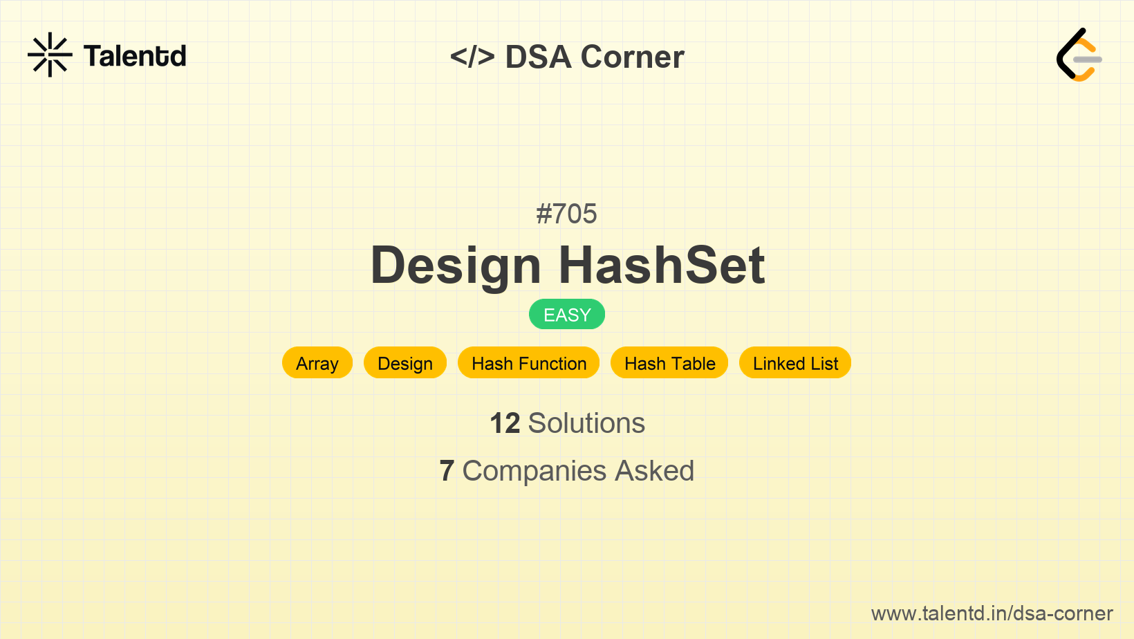 Problem visualization for Design HashSet - A Easy level DSA problem