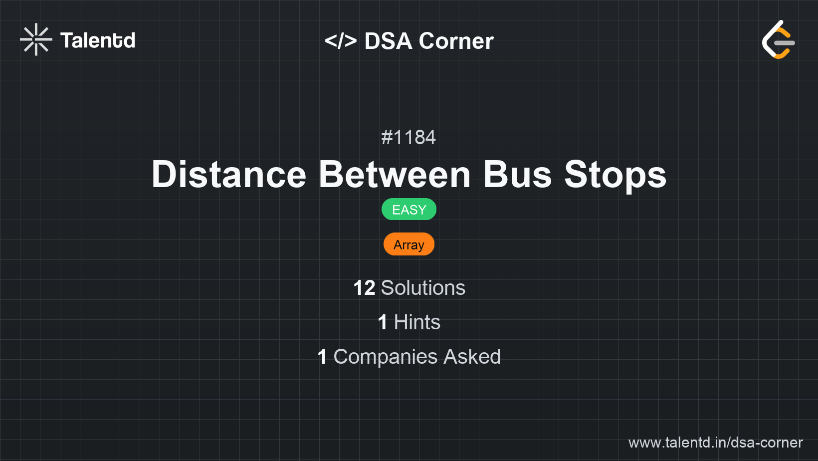 Problem visualization for Distance Between Bus Stops - A Easy level DSA problem
