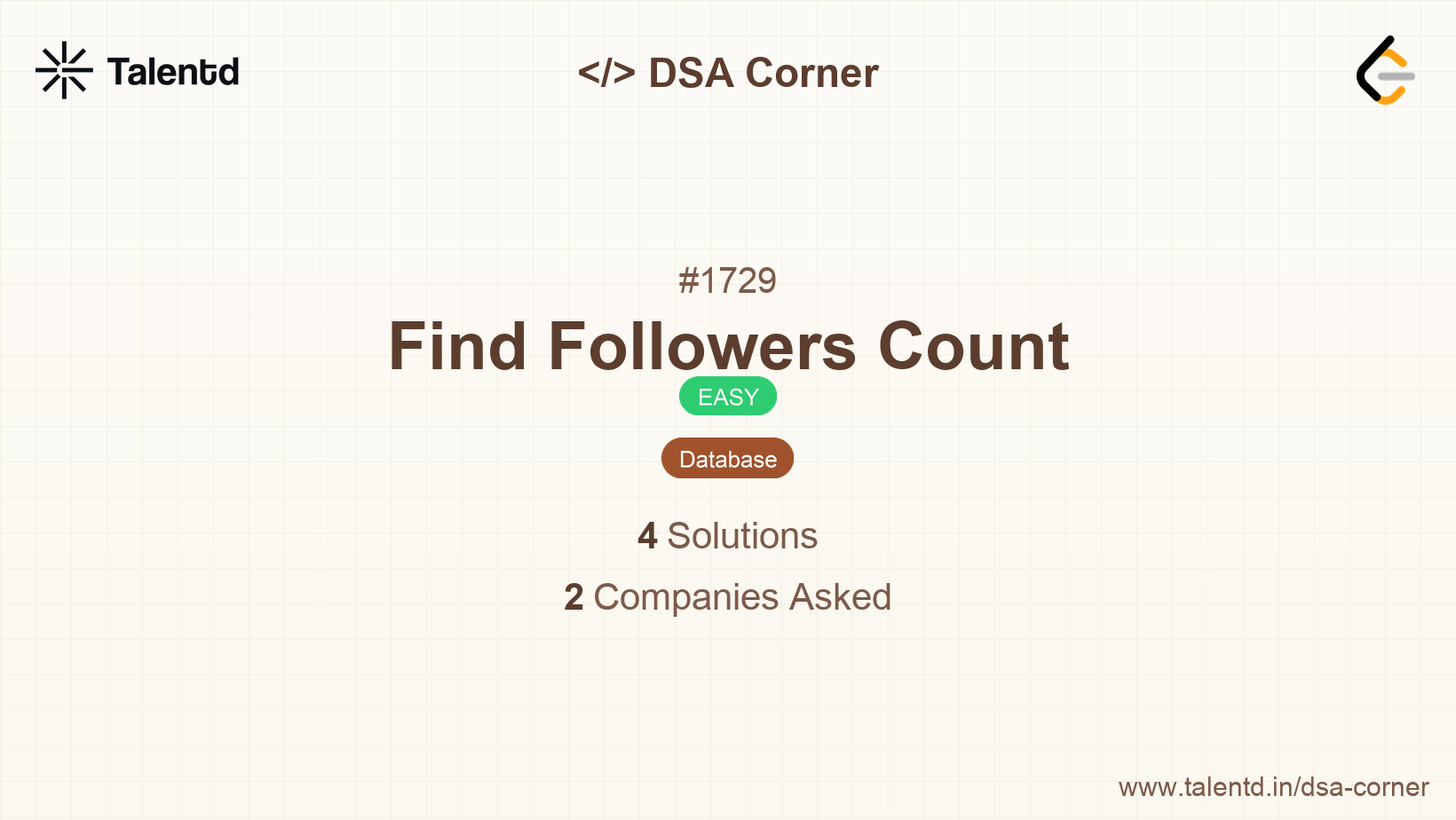 Problem visualization for Find Followers Count - A Easy level DSA problem
