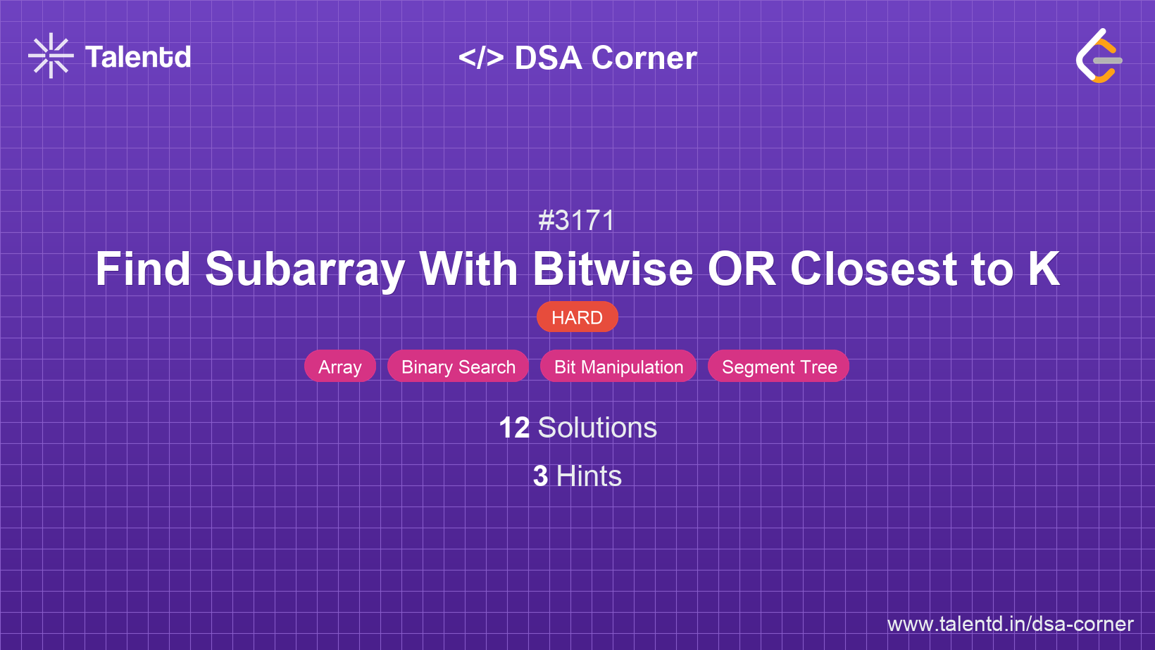 Problem visualization for Find Subarray With Bitwise OR Closest to K - A Hard level DSA problem