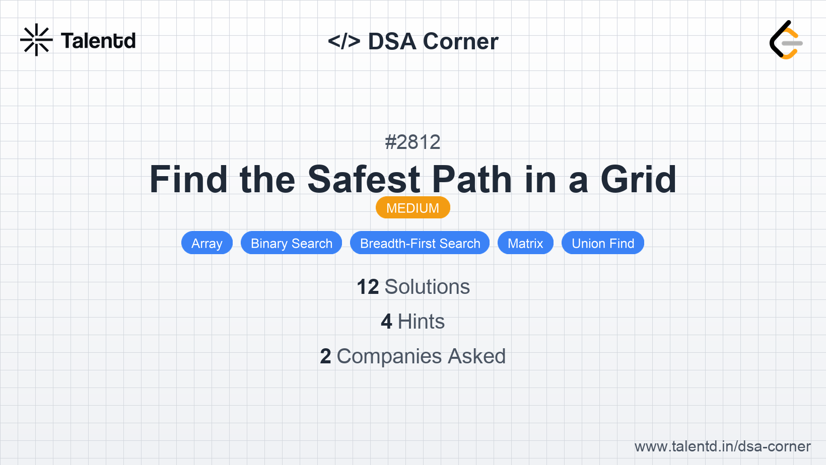 Problem visualization for Find the Safest Path in a Grid - A Medium level DSA problem