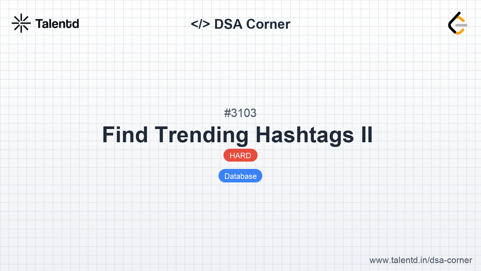 Problem visualization for Find Trending Hashtags II  - A Hard level DSA problem