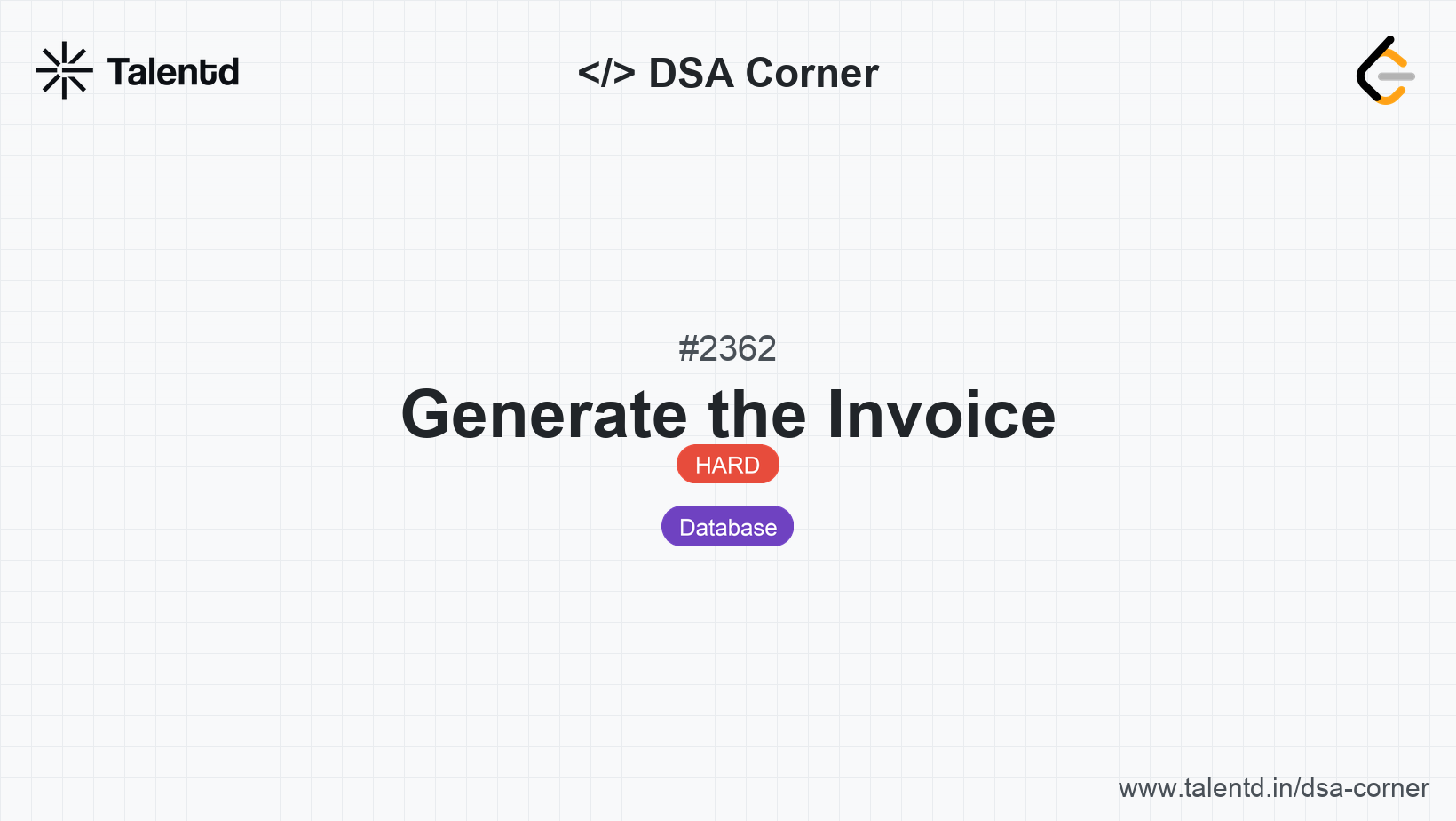 Problem visualization for Generate the Invoice - A Hard level DSA problem