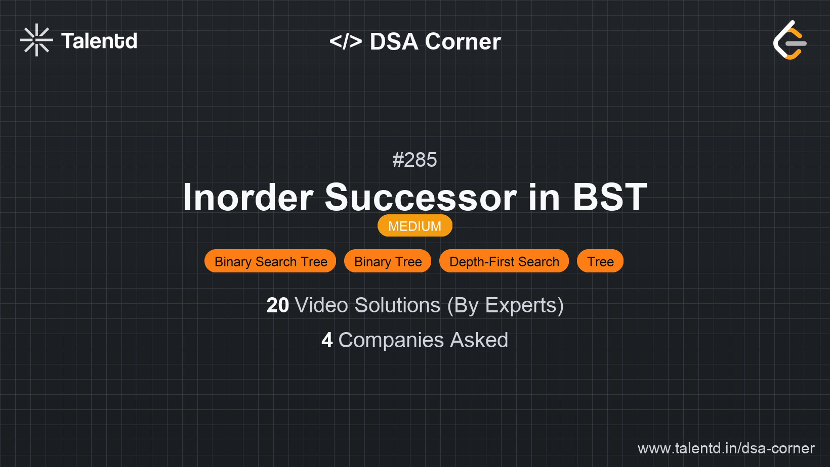 Problem visualization for Inorder Successor in BST - A Medium level DSA problem