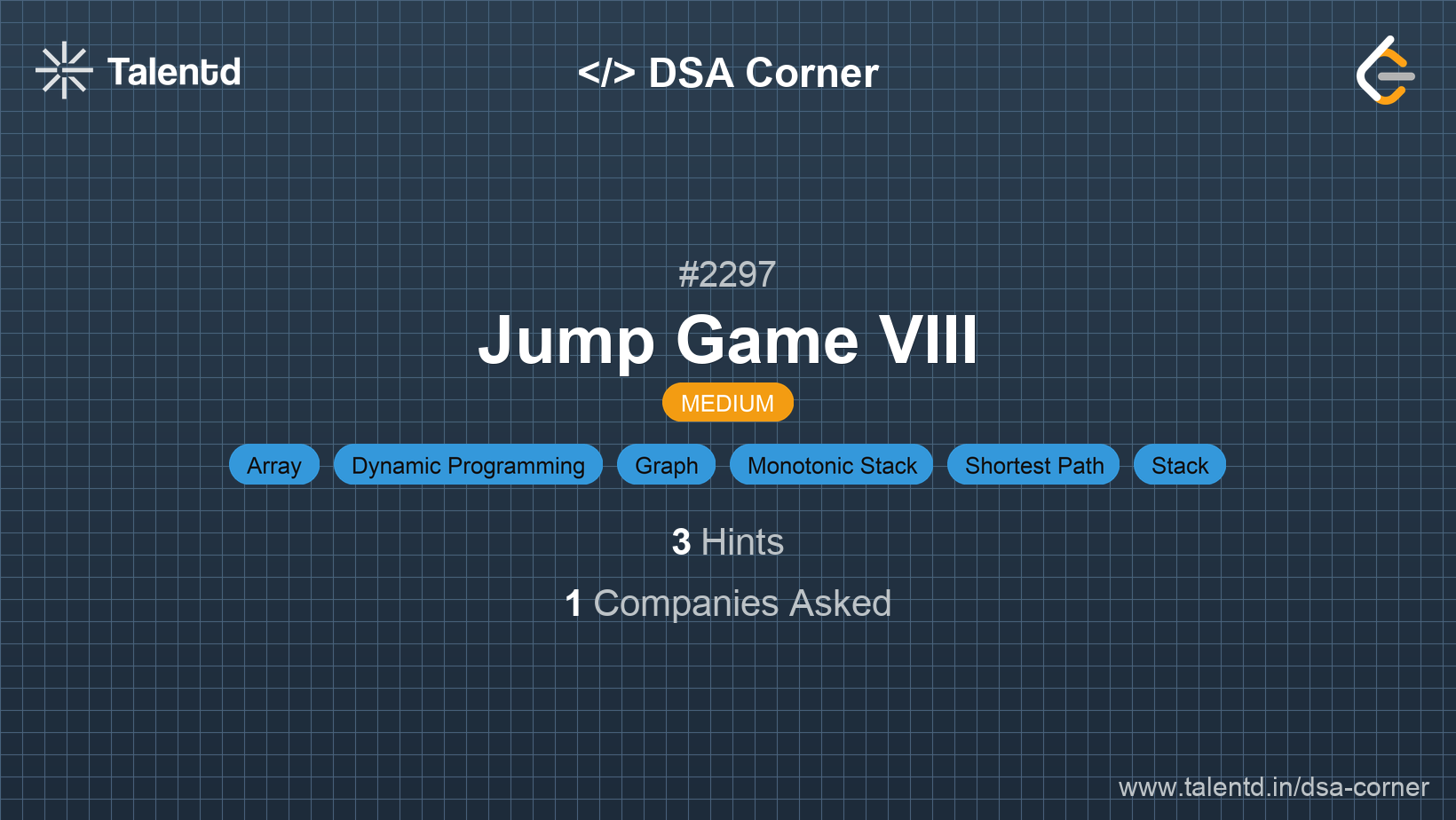 Problem visualization for Jump Game VIII - A Medium level DSA problem