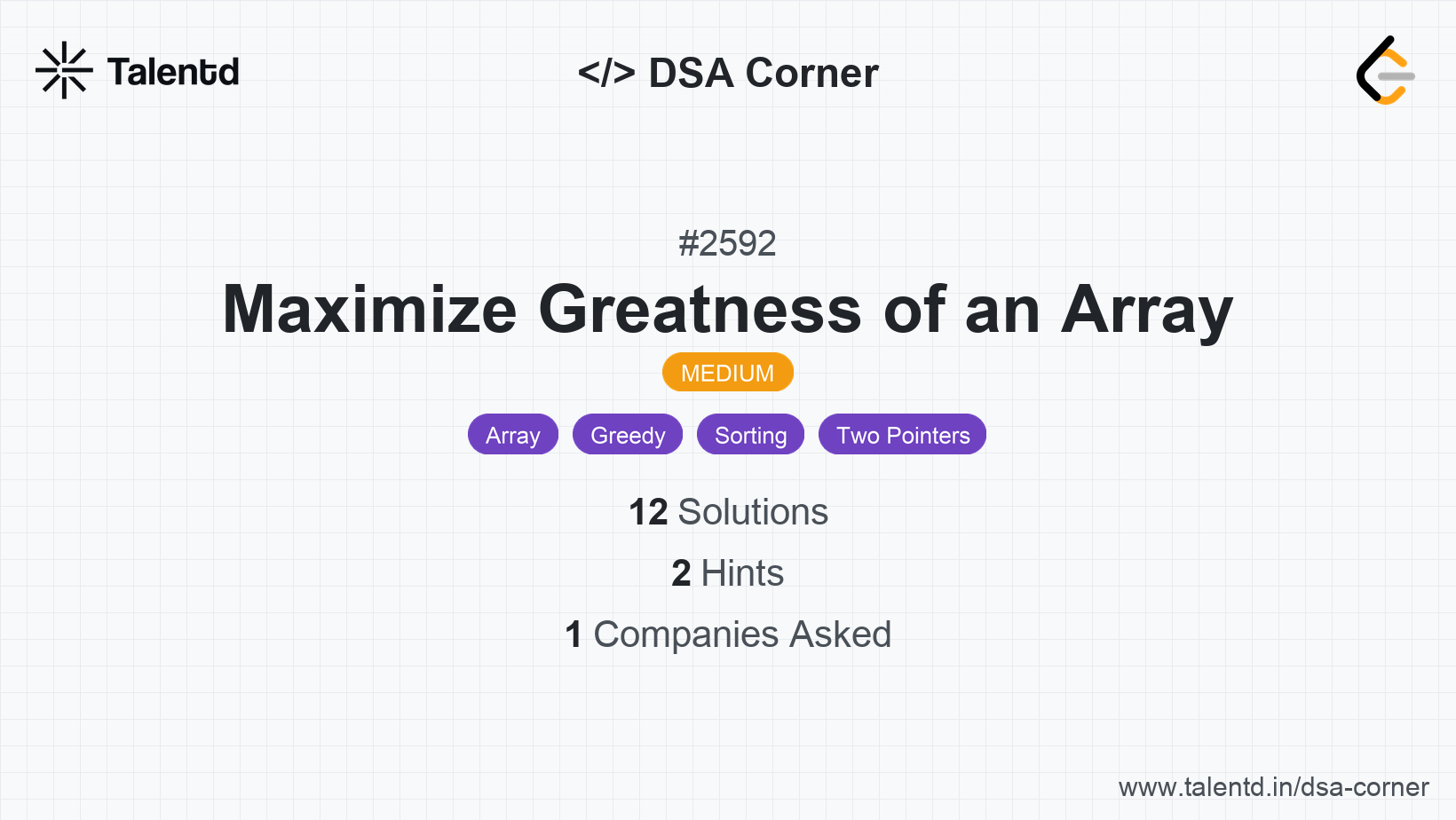 Problem visualization for Maximize Greatness of an Array - A Medium level DSA problem