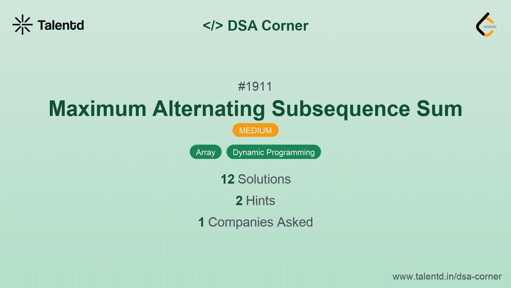 Problem visualization for Maximum Alternating Subsequence Sum - A Medium level DSA problem