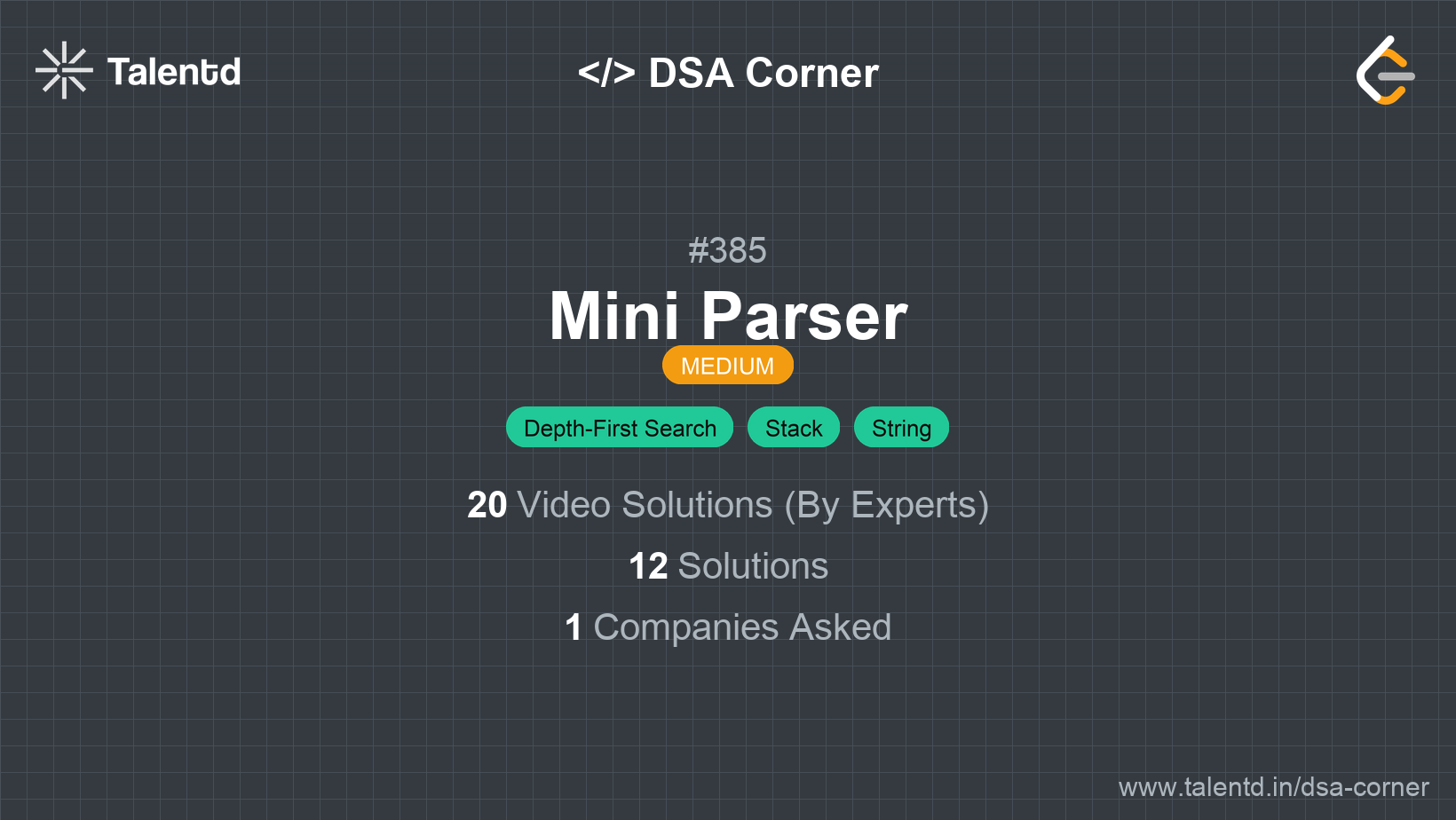 Problem visualization for Mini Parser - A Medium level DSA problem