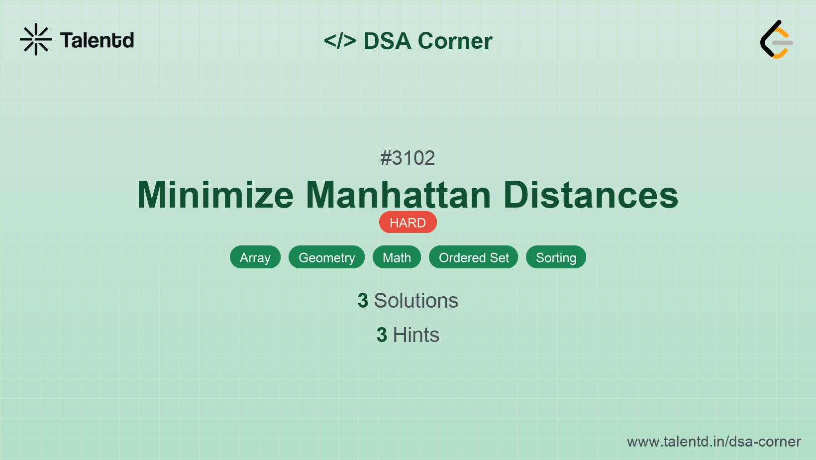 Problem visualization for Minimize Manhattan Distances - A Hard level DSA problem
