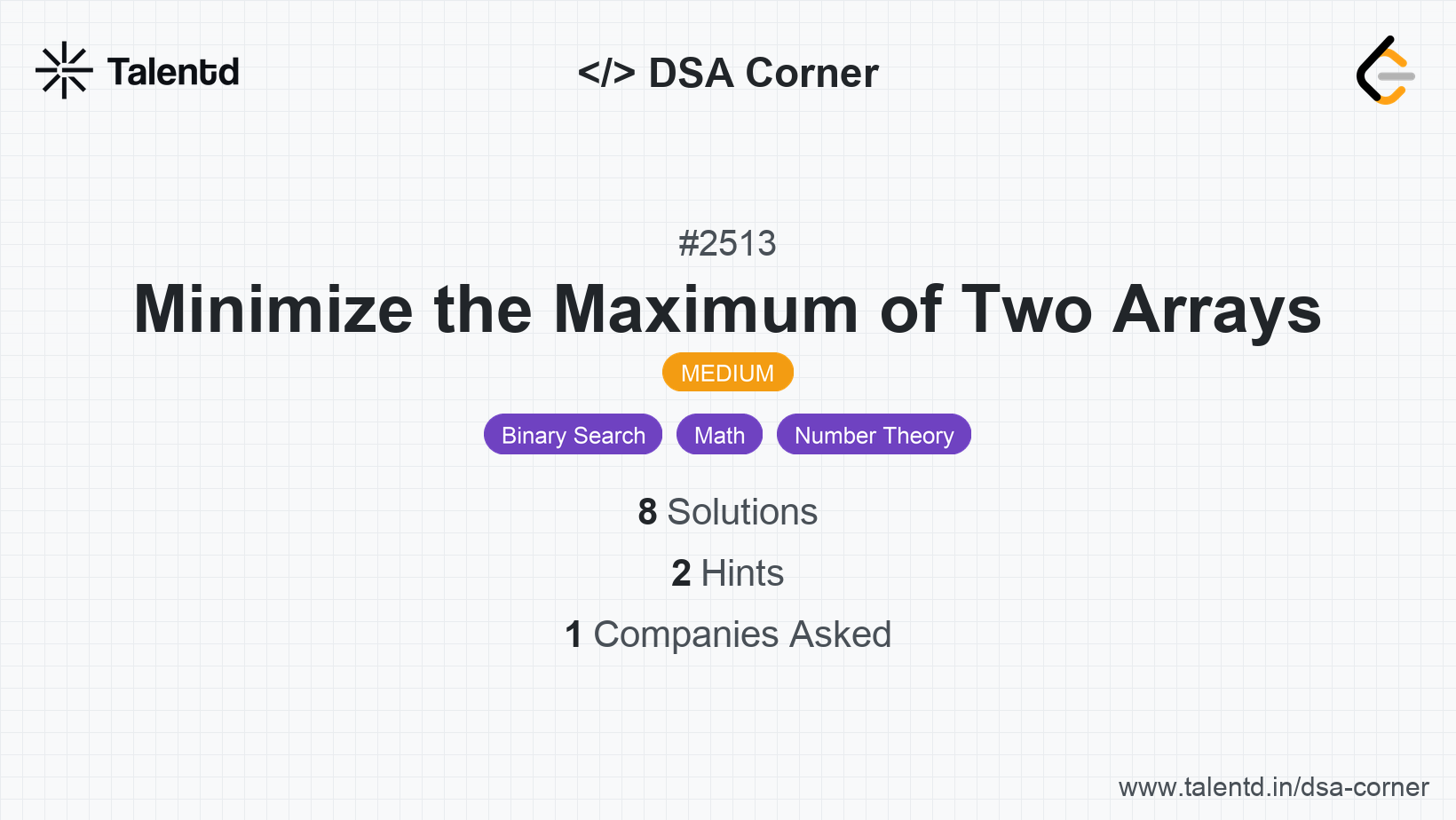 Problem visualization for Minimize the Maximum of Two Arrays - A Medium level DSA problem