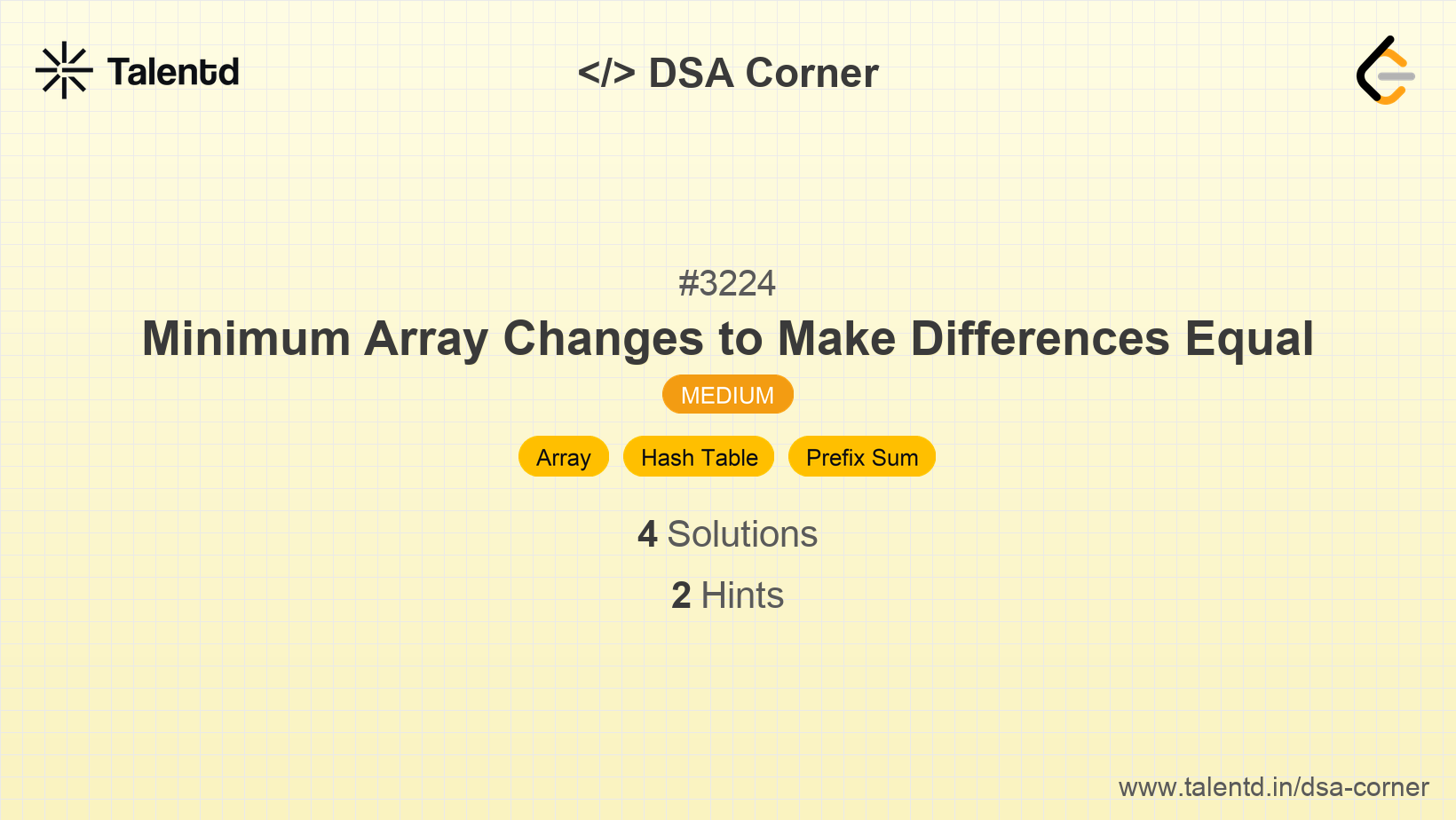 Problem visualization for Minimum Array Changes to Make Differences Equal - A Medium level DSA problem
