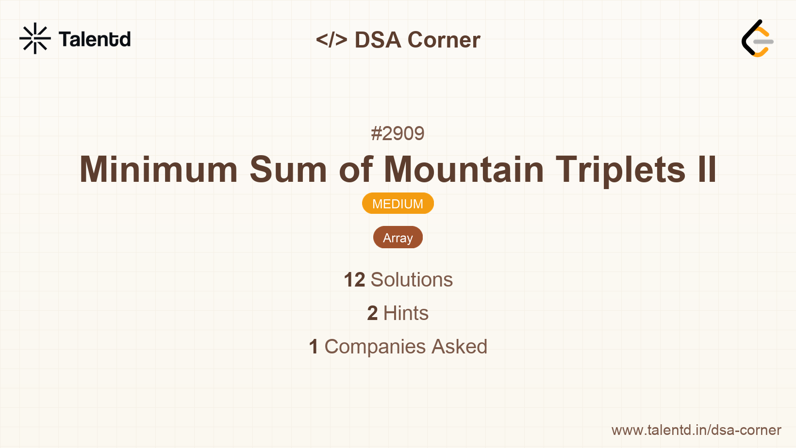 Problem visualization for Minimum Sum of Mountain Triplets II - A Medium level DSA problem