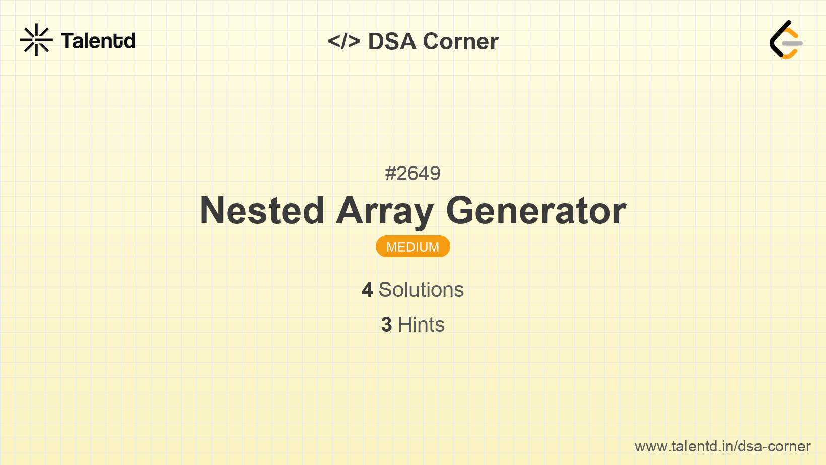 Problem visualization for Nested Array Generator - A Medium level DSA problem