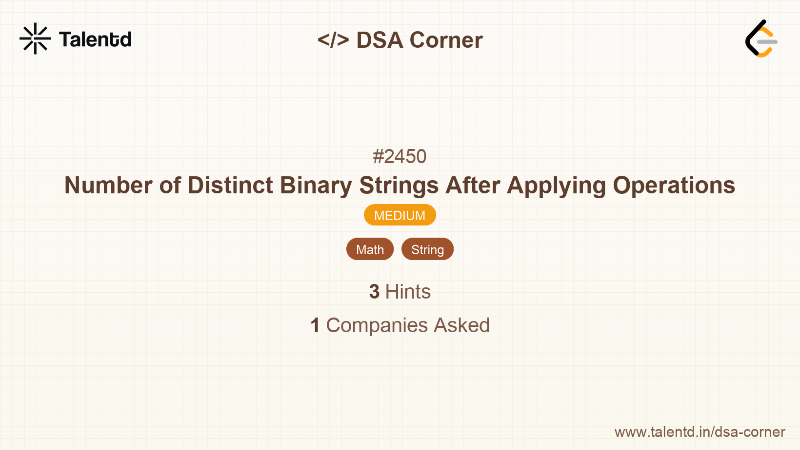 Problem visualization for Number of Distinct Binary Strings After Applying Operations - A Medium level DSA problem
