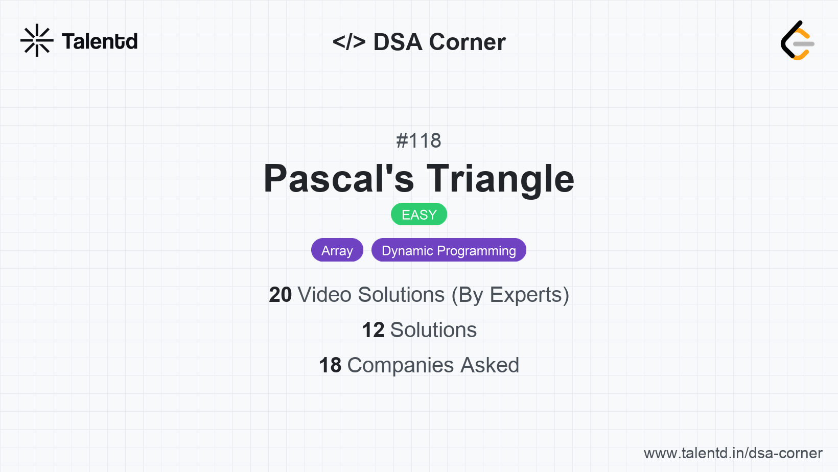 Problem visualization for Pascal's Triangle - A Easy level DSA problem