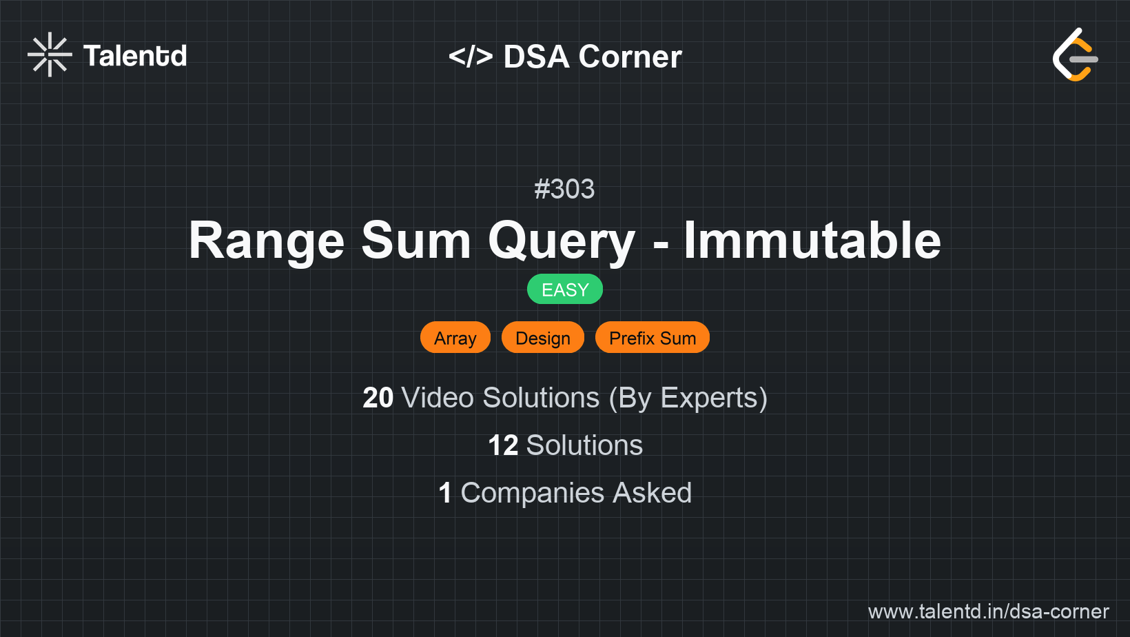 Problem visualization for Range Sum Query - Immutable - A Easy level DSA problem