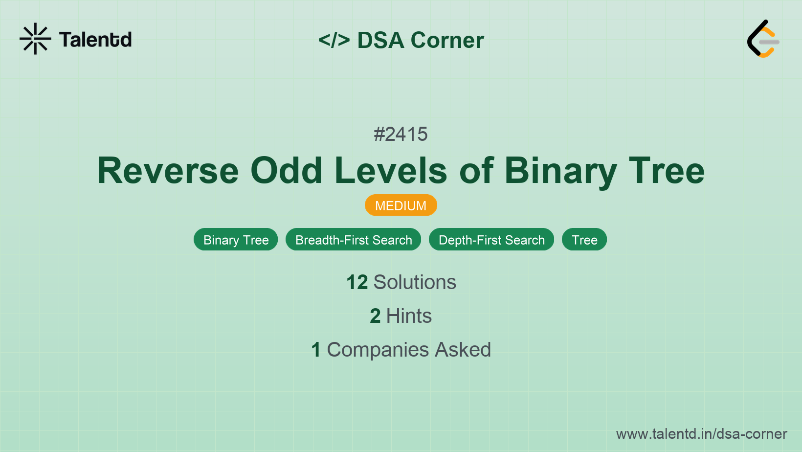 Problem visualization for Reverse Odd Levels of Binary Tree - A Medium level DSA problem