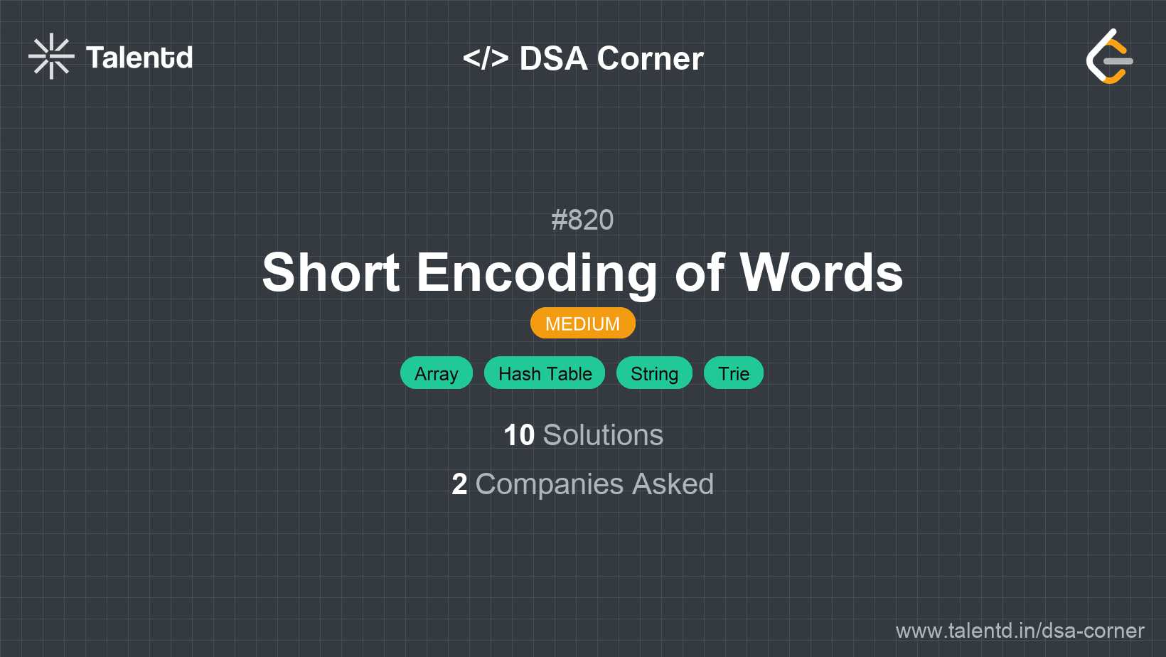 Problem visualization for Short Encoding of Words - A Medium level DSA problem