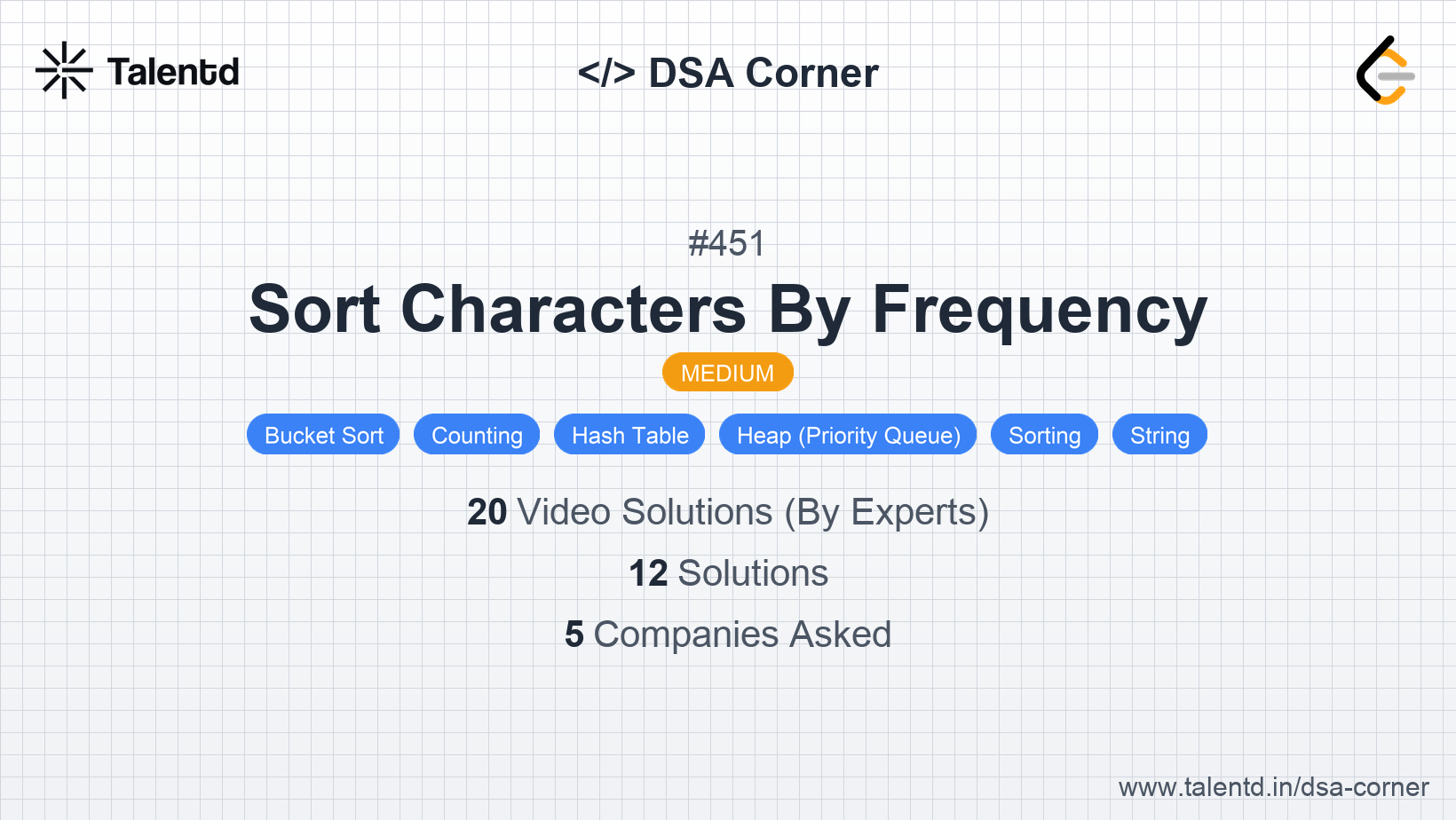 Problem visualization for Sort Characters By Frequency - A Medium level DSA problem