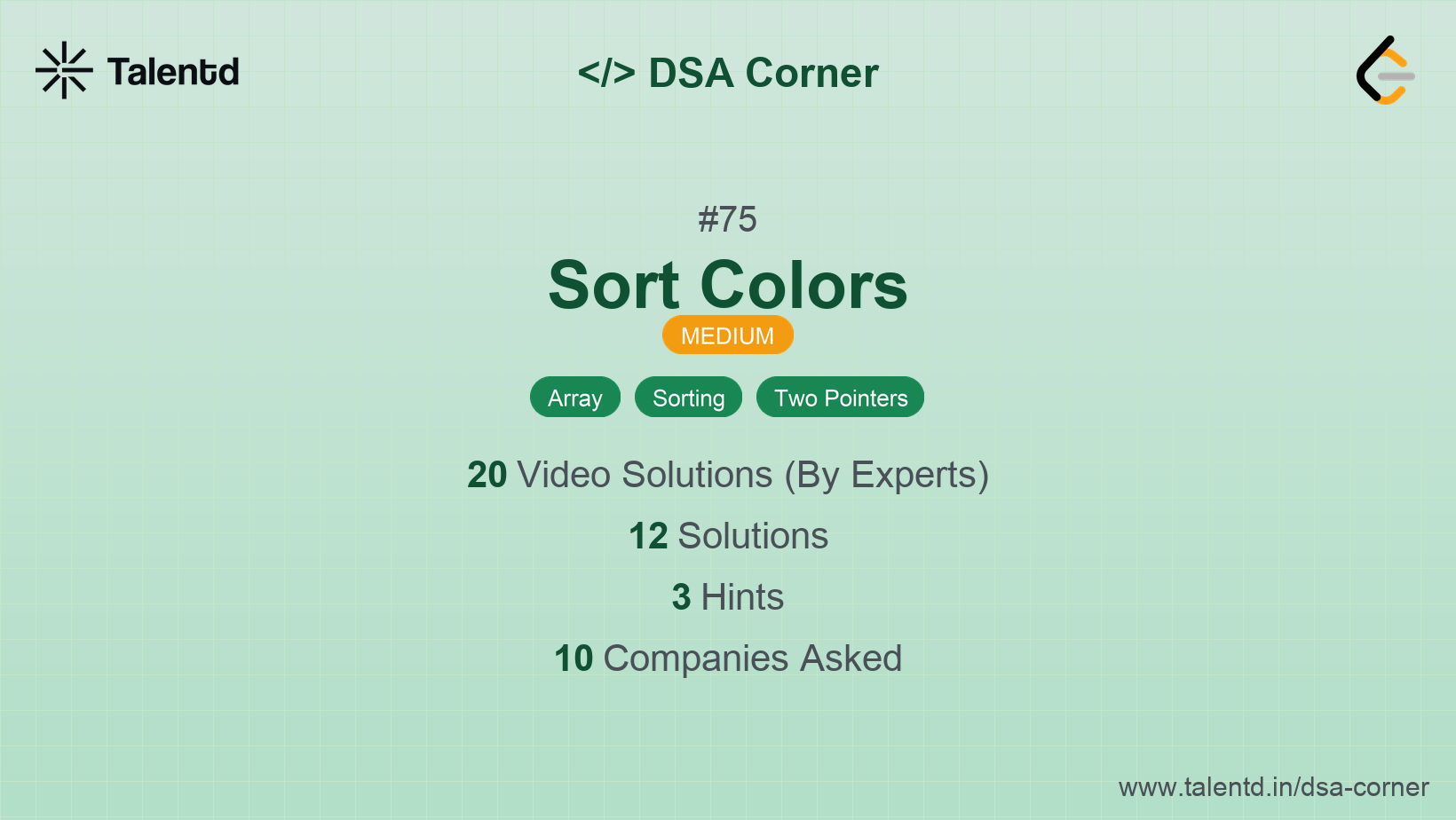 Problem visualization for Sort Colors - A Medium level DSA problem
