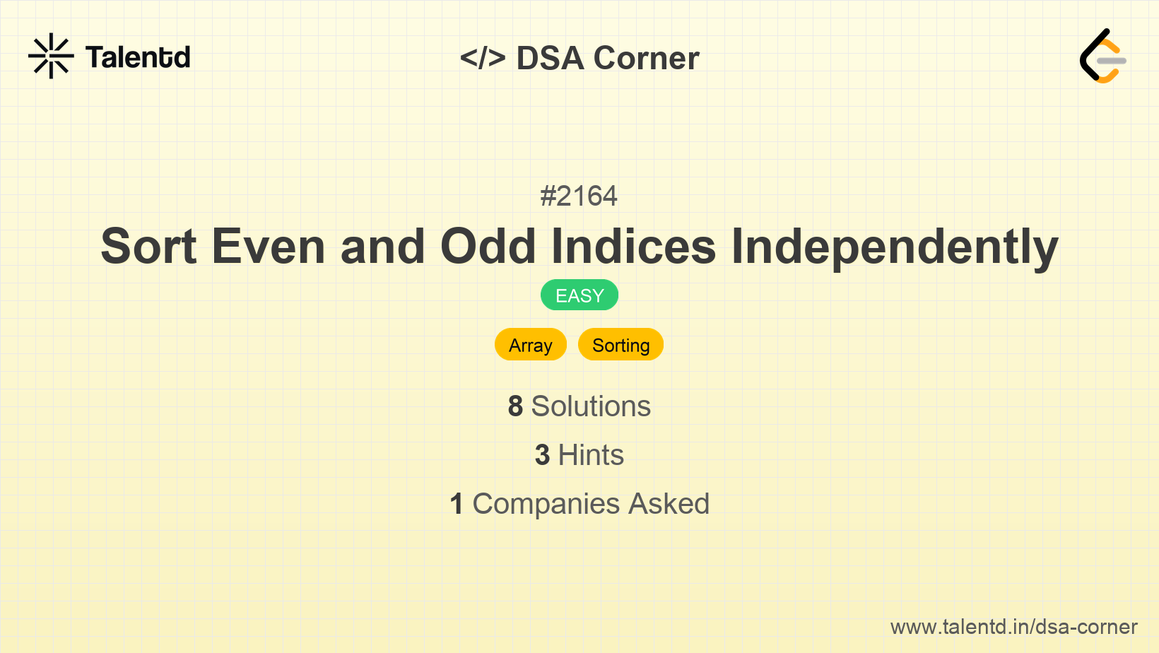 Problem visualization for Sort Even and Odd Indices Independently - A Easy level DSA problem