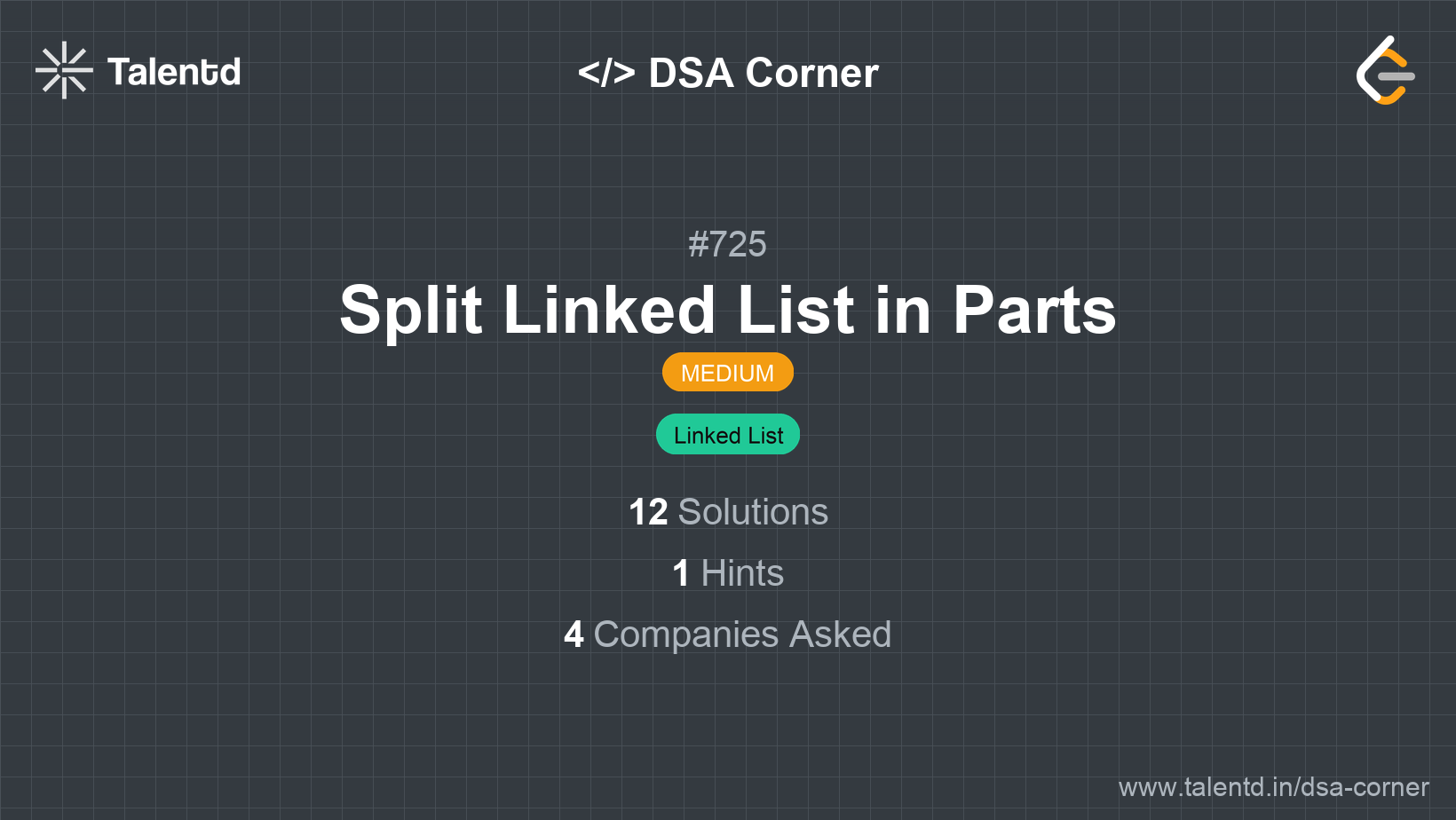 Problem visualization for Split Linked List in Parts - A Medium level DSA problem