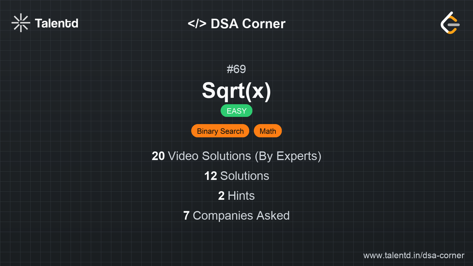 Problem visualization for Sqrt(x) - A Easy level DSA problem