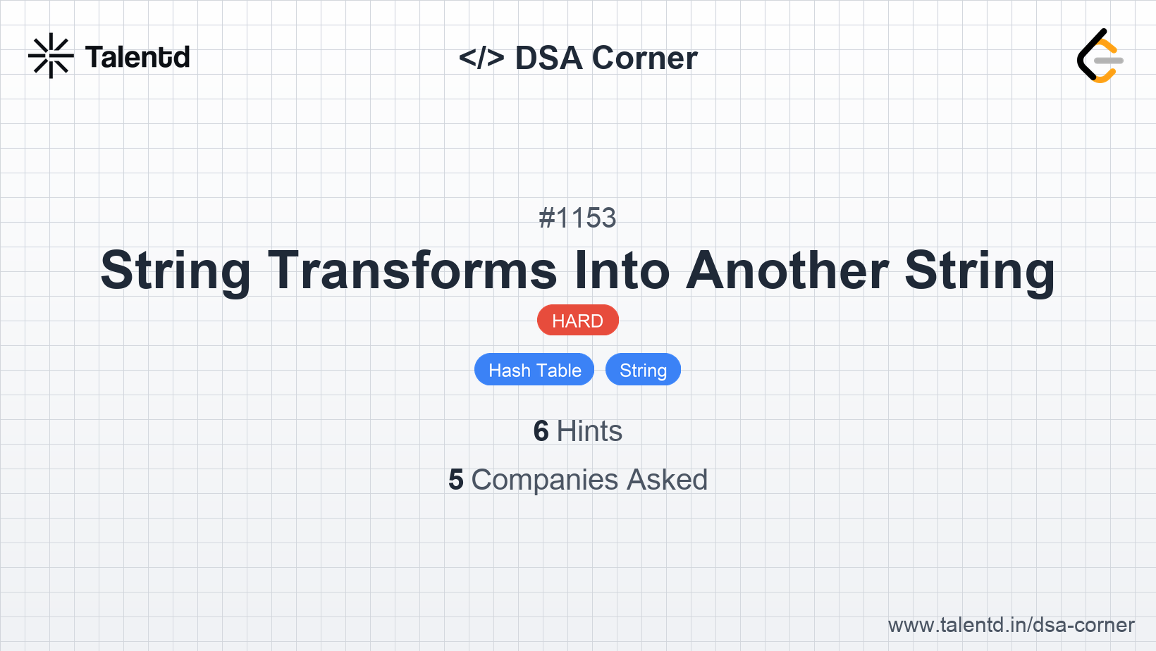 Problem visualization for String Transforms Into Another String - A Hard level DSA problem