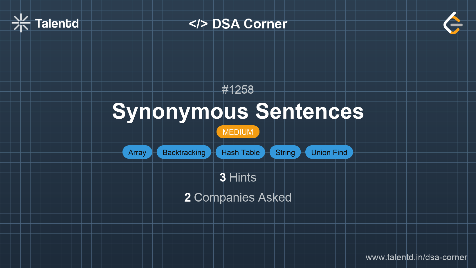 Problem visualization for Synonymous Sentences - A Medium level DSA problem