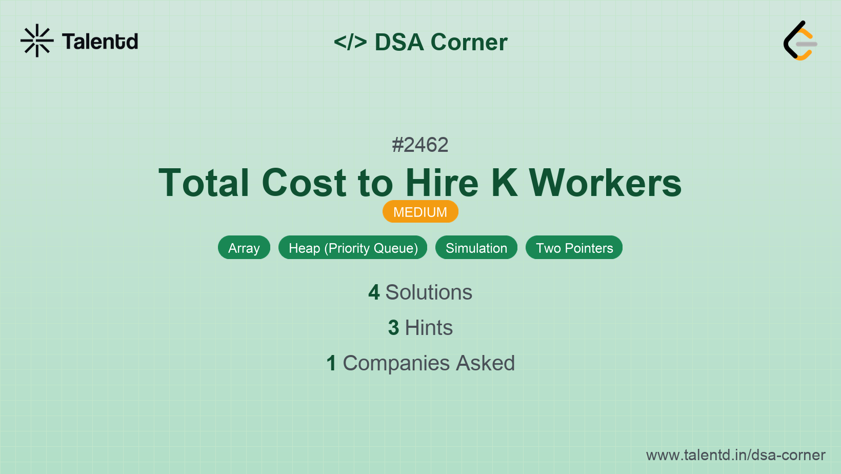 Problem visualization for Total Cost to Hire K Workers - A Medium level DSA problem